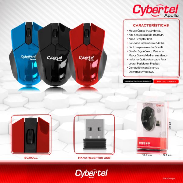 MOUSE CYBERTEL APOLLO M303 WIFI UV RED